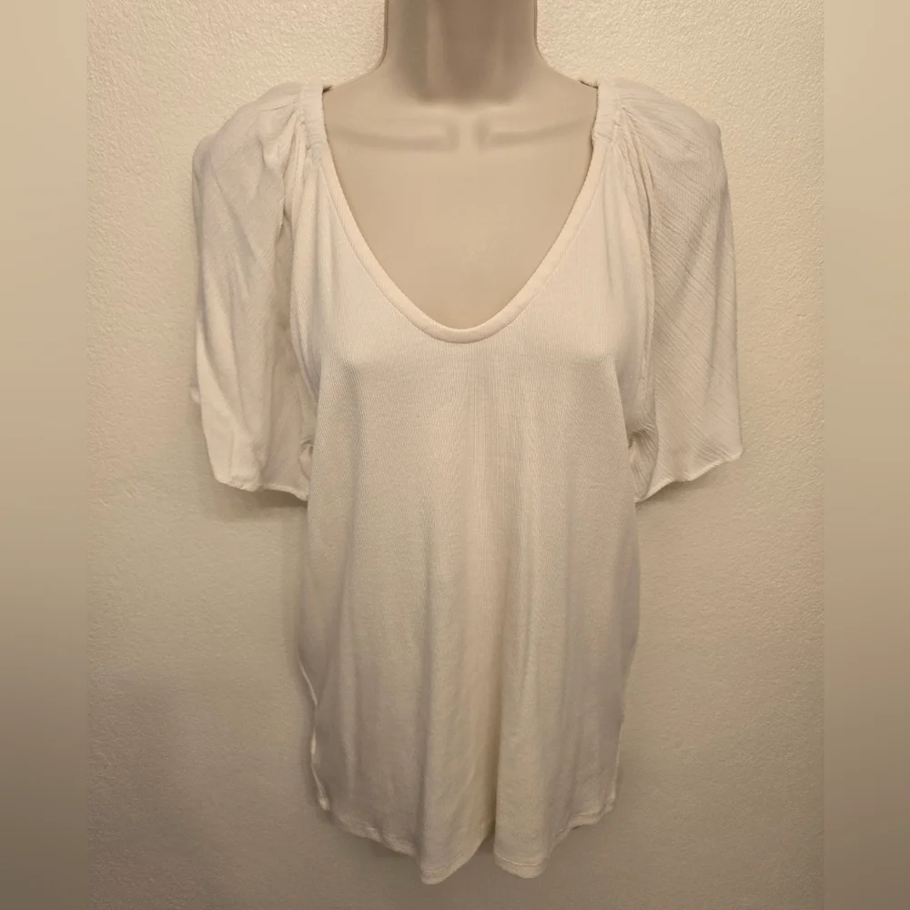 NWT LOFT Women's Short Sleeve Cream Blouse